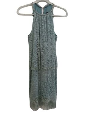 SLNY 20s inspired Flapper Girl Mint Green Textured Knit Evening Top